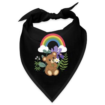 Farn · Natur · Teddy mit Blume - Bandana - Schwarz - Vorne