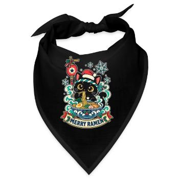 Kawaii-Katze Ramen Weihnachten - Bandana - Schwarz - Vorne