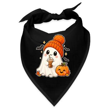 Cozy Ghost and Pumpkin Halloween - Bandana - Schwarz - Vorne