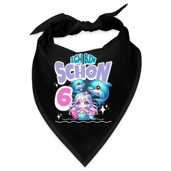 6. Geburtstag Meerjungfrau - Bandana - Schwarz - Vorne