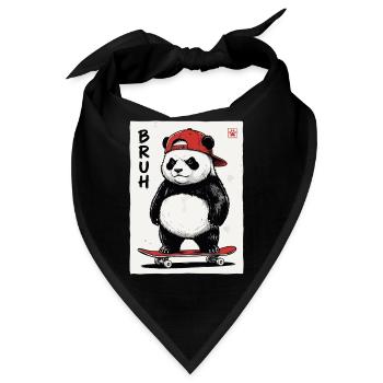Panda Skate Bruh mit roter Cap - Bandana - Schwarz - Vorne