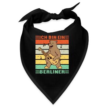 Berliner Bär Gitarre Vintage - Ich bin ein Berline - Bandana - Schwarz - Vorne