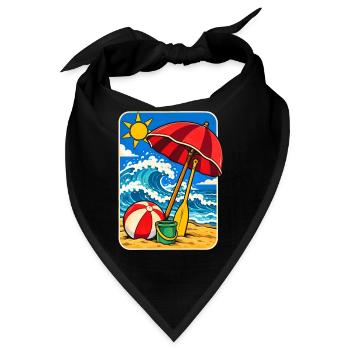 Retro Sunny Beach Day Illustration - Bandana - Schwarz - Vorne