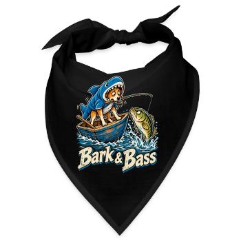 Bark & Bass Hund im Hai-Kostüm beim Angeln - Bandana - Schwarz - Vorne