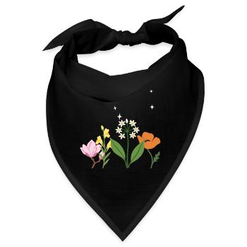 Magnolie Blumen Mohn Leinkraut - Bandana - Schwarz - Vorne