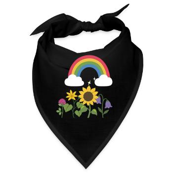 Blumen floral Naturmotiv Illustration Pflanzenwelt - Bandana - Schwarz - Vorne