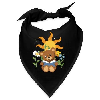 Teddy Blumen Kinder Lesen Design - Bandana - Schwarz - Vorne