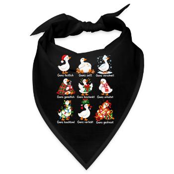 Weihnachtsgänse mit Gans-Wortspiel - Bandana - Schwarz - Vorne