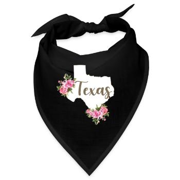 Texas Karte Blumen Floral Western Cowgirl Texas - Bandana - Schwarz - Vorne