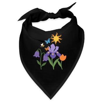 Blumen botanisch Blumenmotiv Illustration Pflanze - Bandana - Schwarz - Vorne