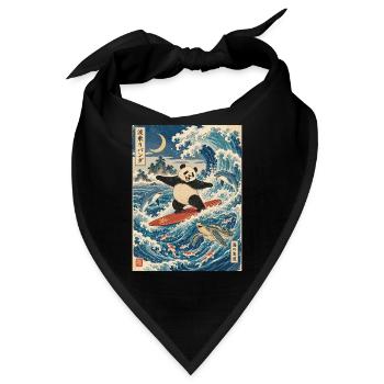 Panda, Surfen, Japanisch, Surfer, Pandabär - Bandana - Schwarz - Vorne