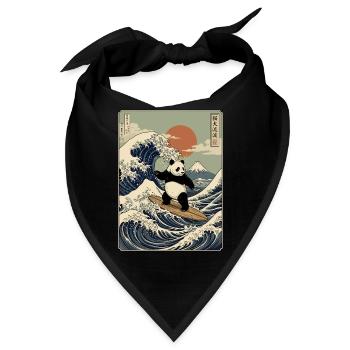 Panda, Surfen, Japanisch, Surfer, Pandabär - Bandana - Schwarz - Vorne
