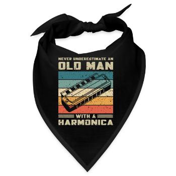 Unterschätze Nie Alten Mann Mit Mundharmonika - Bandana - Schwarz - Vorne