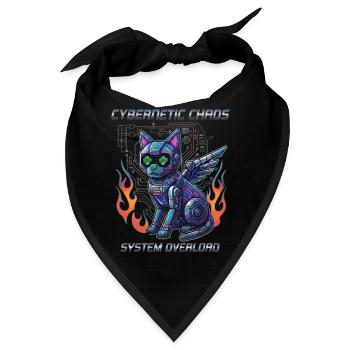 Katze Cybernetic Chaos, Cyberpunk - Bandana - Schwarz - Vorne