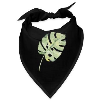 Monstera Blatt Aquarell Grün - Bandana - Schwarz - Vorne