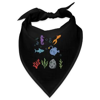 Seepferdchen Unterwasser Kinder Goldfisch Hai - Bandana - Schwarz - Vorne