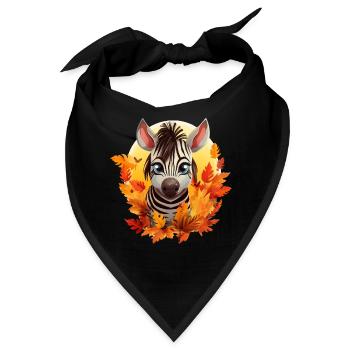 Zebra im Herbst: Laub & Sonnenuntergang - Bandana - Schwarz - Vorne