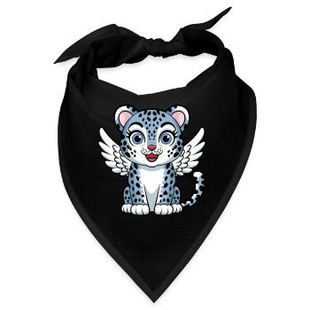 Blaue Tigerkatze mit Engelsflügeln Traumhaft - Bandana - Schwarz - Vorne