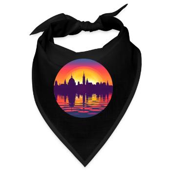 Halle Skyline - Bandana - Schwarz - Vorne