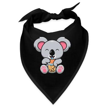 Bubble Milk Tea Koala Drinking Boba Milk Tea - Bandana - Schwarz - Vorne