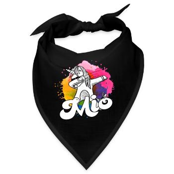 MIO - Schöner Jungen Name mit Coolem Einhorn - Bandana - Schwarz - Vorne