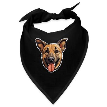 Malinois Hundegesicht - Lebendiges Woof - Bandana - Schwarz - Vorne