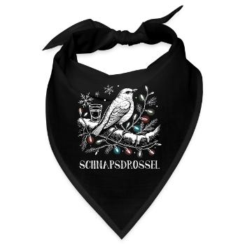 Schnaps Drossel Vogel Weihnachten - Bandana - Schwarz - Vorne