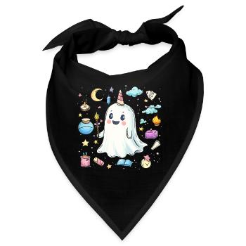 Geist Einhorn Halloween - Bandana - Schwarz - Vorne