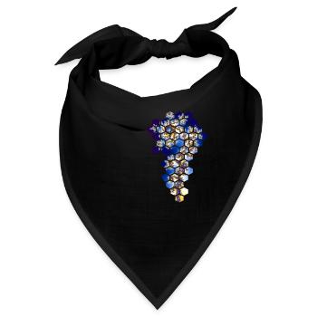 Waben Fraktal - Bandana - Schwarz - Vorne