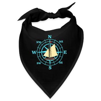 Kompass Segelschiff Schiff Schiffe Reise - Bandana - Schwarz - Vorne
