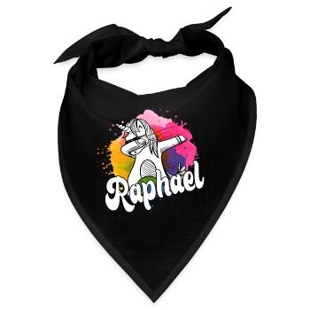 RAPHAEL - Schöner Jungen Name mit Coolem Einhorn - Bandana - Schwarz - Vorne