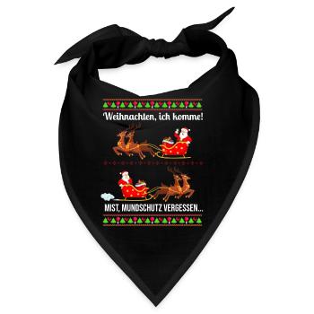 Weihnachtsmann dreht um Mundschutz vergessen - Bandana - Schwarz - Vorne