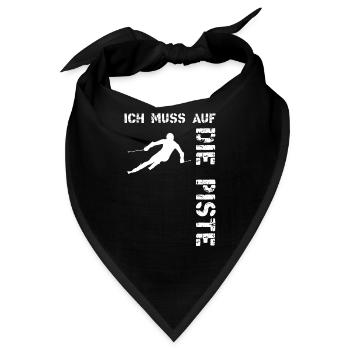 Ich muss auf die Piste Skifahren Wintersport - Bandana - Schwarz - Vorne