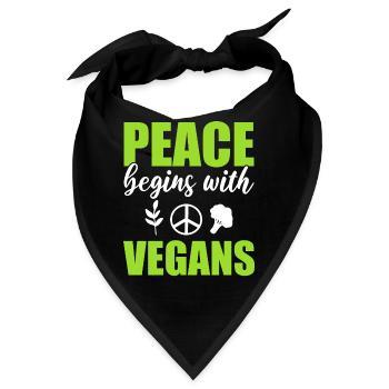 Peace Begins With Vegans Gesundheitsbegeisterter - Bandana - Schwarz - Vorne