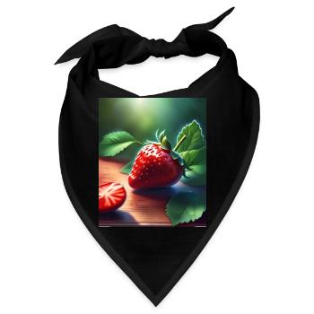 Rote saftige Erdbeere - Bandana - Schwarz - Vorne