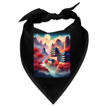 Fantastische japanische Festungen - Bandana - Schwarz - Vorne