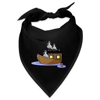 Boot Schiff Möwen Seemänner Nordsee Ostsee Kiel - Bandana - Schwarz - Vorne