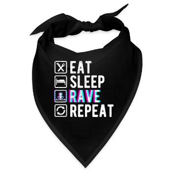 Eat Sleep Rave Repeat Techno Festival Electro - Bandana - Schwarz - Vorne