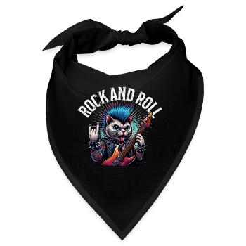 Katze Rock and Roll Gitarrist - Bandana - Schwarz - Vorne