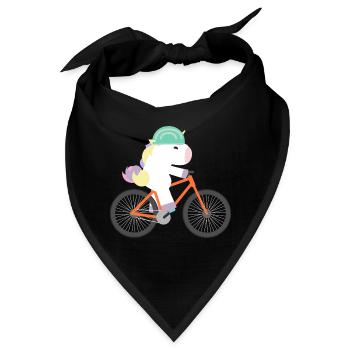 Einhorn Fährt Fahrrad - Bandana - Schwarz - Vorne