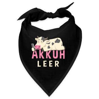 Wortspiel Kuh Akku Leer Schlafen Akkuh Aufladen - Bandana - Schwarz - Vorne