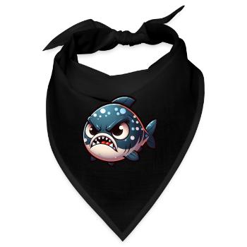 cute angry Piranha - Bandana - Schwarz - Vorne