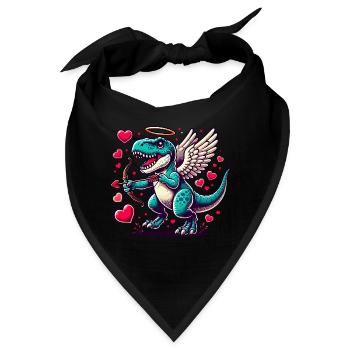 T-Rex mit Pfeil und Bogen Dinosaurier Valentinstag - Bandana - Schwarz - Vorne