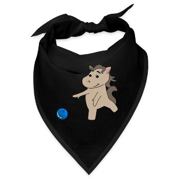 Pferd Fohlen spielt Bowling - Bandana - Schwarz - Vorne