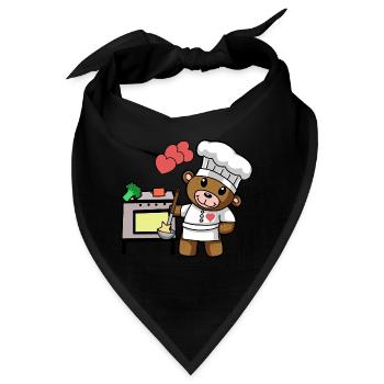Teddybär Koch kochen Kochkunst Restaurant Küche - Bandana - Schwarz - Vorne