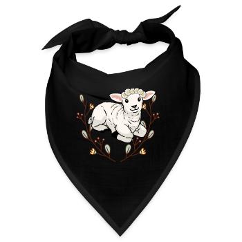 Sommer Blumen Schaf Lamm Hammel Schafbock Kinder - Bandana - Schwarz - Vorne