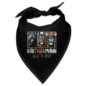 Bärtigermann Bär Tiger Mann Geschenk Bart - Bandana - Schwarz - Vorne
