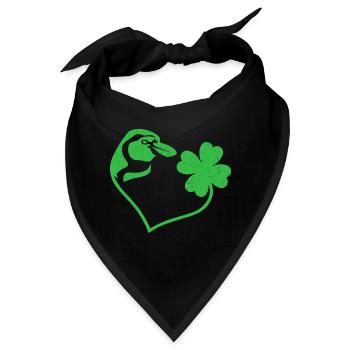 Pinguin Kleeblatt Glücksbringer Liebe - Bandana - Schwarz - Vorne