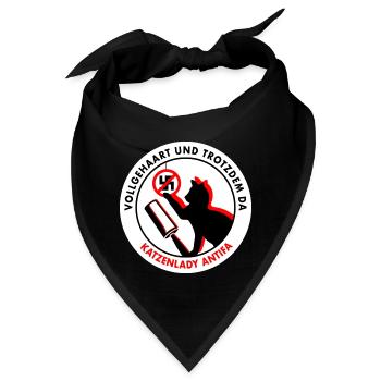 Vollgehaart und trotzdem da: KATZENLADY ANTIFA - Bandana - Schwarz - Vorne