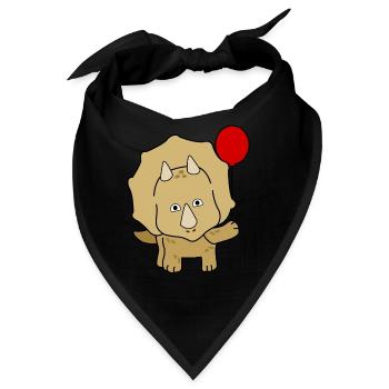 Dinos Triceratops mit Luftballon - Bandana - Schwarz - Vorne